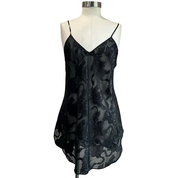 Vintage Sheer Slip Dress Size M Black Mini Lingerie Y2K Coquette - Picture 1 of 9